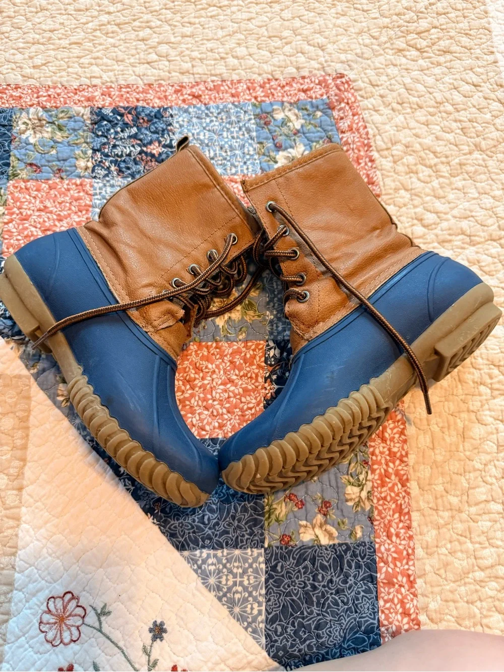 Kids Brown and Blue Waterproof Winter Boots